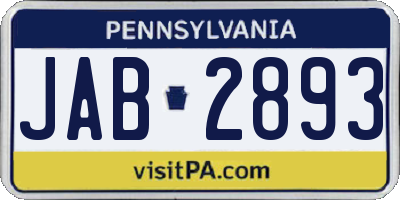 PA license plate JAB2893