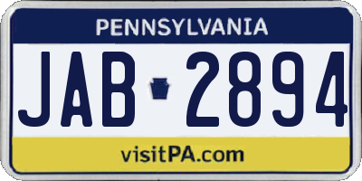 PA license plate JAB2894