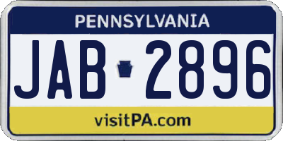 PA license plate JAB2896