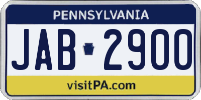 PA license plate JAB2900