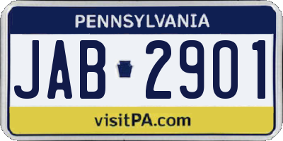 PA license plate JAB2901