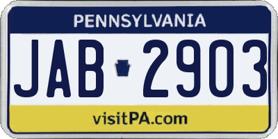 PA license plate JAB2903