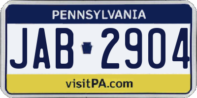 PA license plate JAB2904