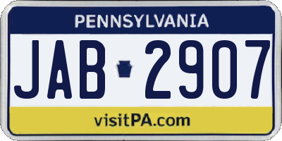 PA license plate JAB2907