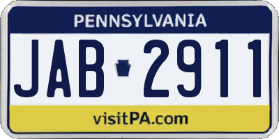 PA license plate JAB2911