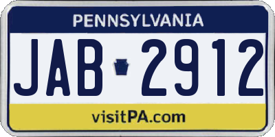 PA license plate JAB2912