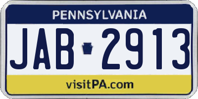 PA license plate JAB2913