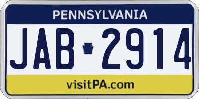 PA license plate JAB2914