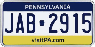 PA license plate JAB2915