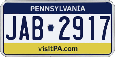 PA license plate JAB2917