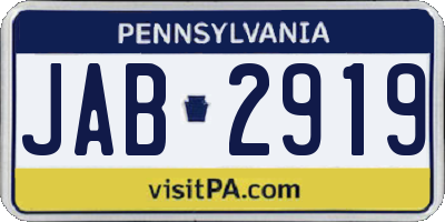 PA license plate JAB2919