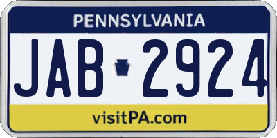 PA license plate JAB2924