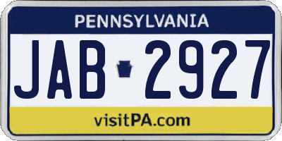 PA license plate JAB2927