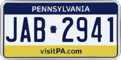 PA license plate JAB2941