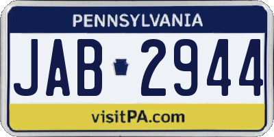 PA license plate JAB2944