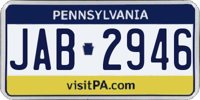 PA license plate JAB2946