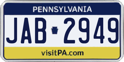 PA license plate JAB2949