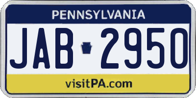 PA license plate JAB2950