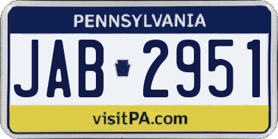 PA license plate JAB2951