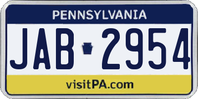 PA license plate JAB2954