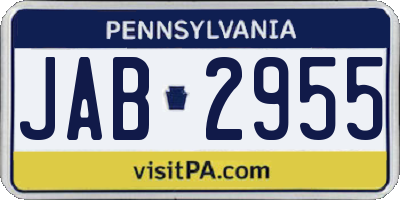 PA license plate JAB2955