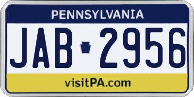 PA license plate JAB2956