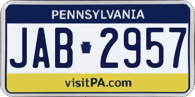 PA license plate JAB2957