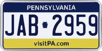 PA license plate JAB2959