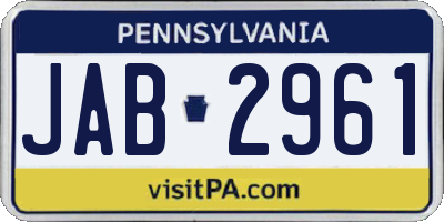 PA license plate JAB2961