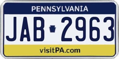 PA license plate JAB2963