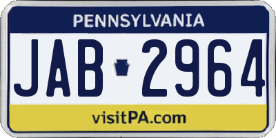 PA license plate JAB2964