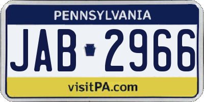 PA license plate JAB2966