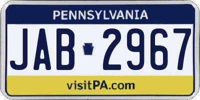 PA license plate JAB2967