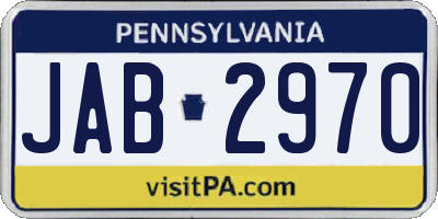 PA license plate JAB2970