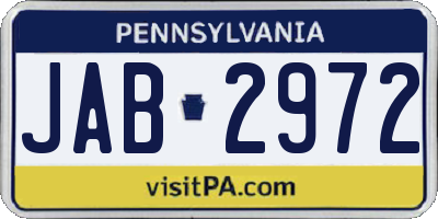 PA license plate JAB2972