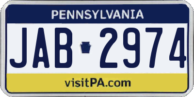 PA license plate JAB2974