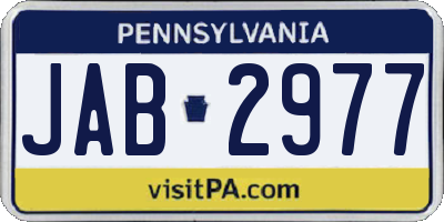 PA license plate JAB2977