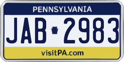 PA license plate JAB2983