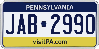 PA license plate JAB2990
