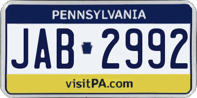 PA license plate JAB2992