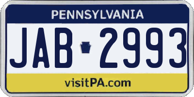 PA license plate JAB2993