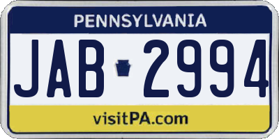 PA license plate JAB2994