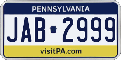 PA license plate JAB2999