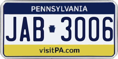 PA license plate JAB3006