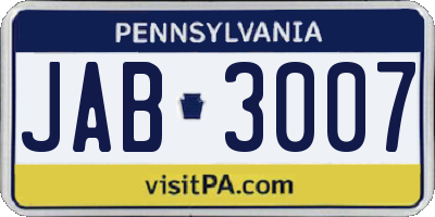 PA license plate JAB3007