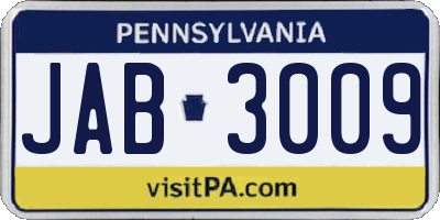 PA license plate JAB3009