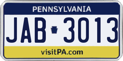 PA license plate JAB3013