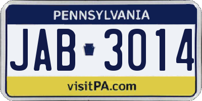 PA license plate JAB3014