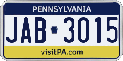 PA license plate JAB3015