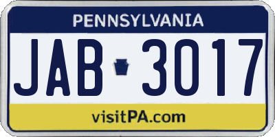 PA license plate JAB3017